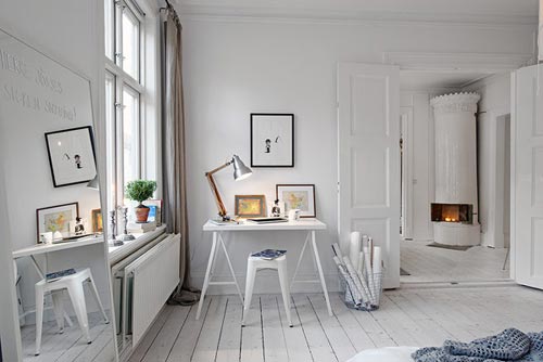 Stijlvolle Zweedse witte slaapkamer Stijlvolle Zweedse witte slaapkamer