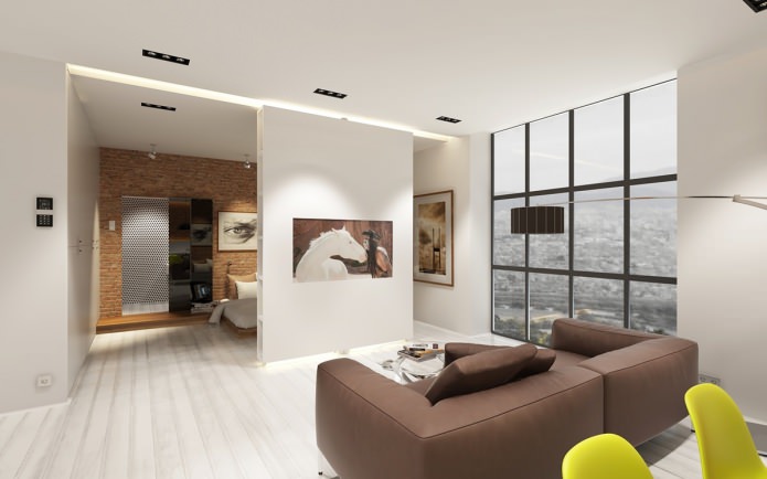 Stoere open loft woonkamer met een unieke scheidingswand Stoere open loft woonkamer met een unieke scheidingswand