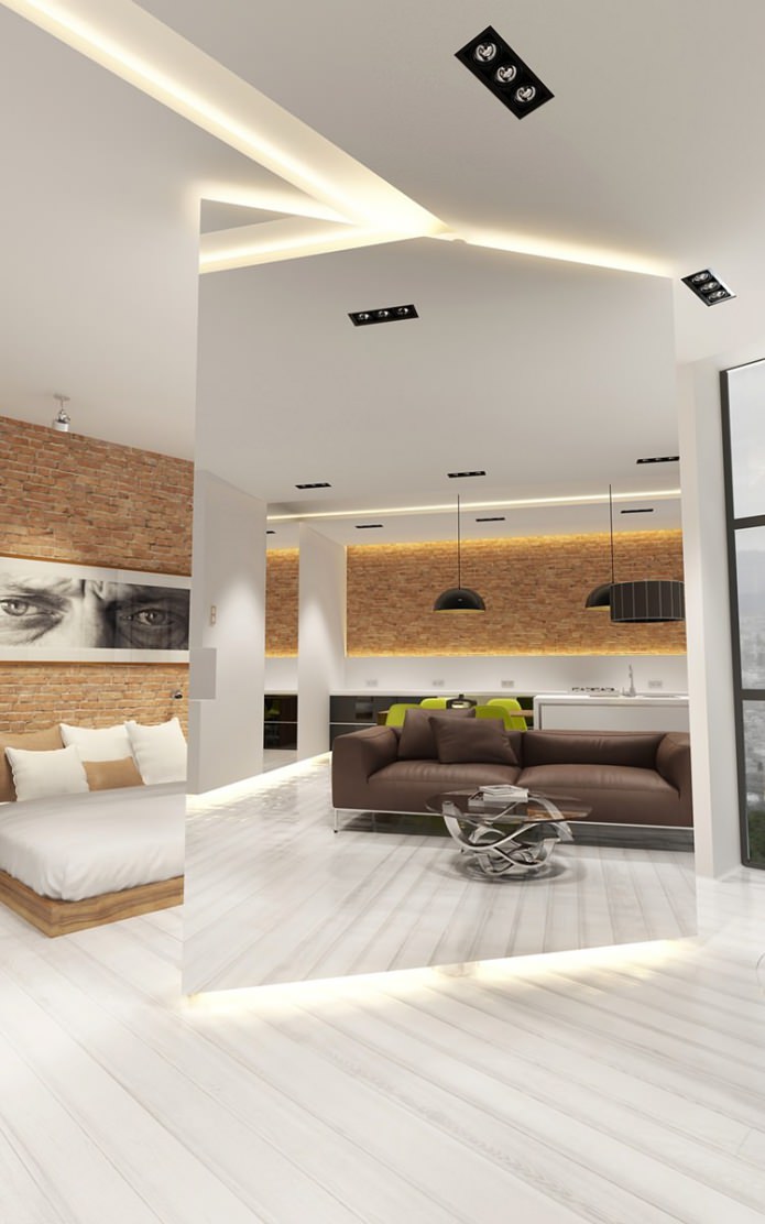 Stoere open loft woonkamer met een unieke scheidingswand Stoere open loft woonkamer met een unieke scheidingswand