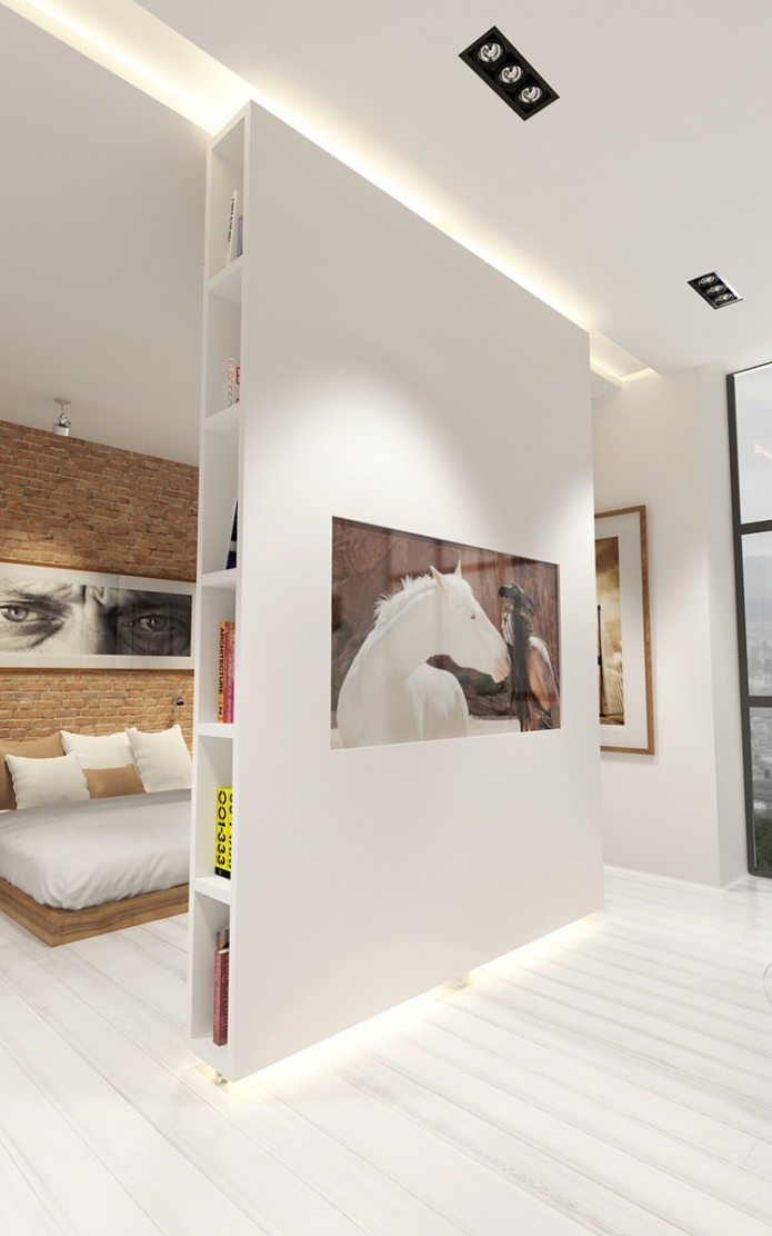 Stoere open loft woonkamer met een unieke scheidingswand Stoere open loft woonkamer met een unieke scheidingswand