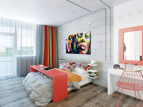 Stoere slaapkamer met mooie kleuren en materialen