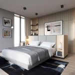 Strak slaapkamer ontwerp met neutrale kleuren