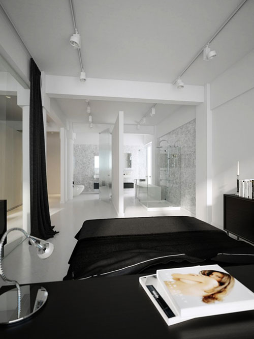 Transparante luxe slaapkamer met badkamer Transparante luxe slaapkamer met badkamer